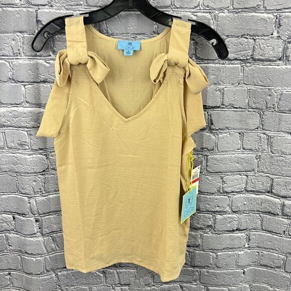 Cece Bow tie Tank in Beige Tan V-neck Size XS - Picture 3 of 6